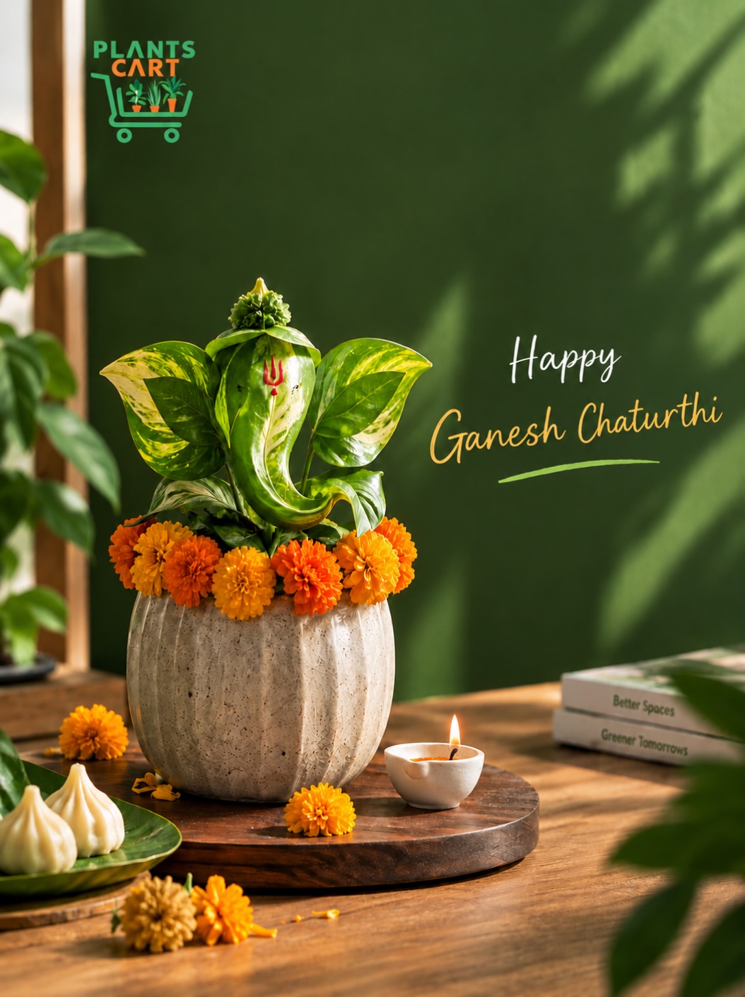 This Ganesh Chaturthi, let every corner bloom with positivity.

May Lord Ganesha bring wisdom, prosperity, and new beginnings into your home - and may your spaces always stay a little greener. 

Happy Ganesh Chaturthi from Plants Cart! 

#GaneshChaturthi #HappyGaneshChaturthi #PlantsCart #GreenSpaces #NewBeginnings